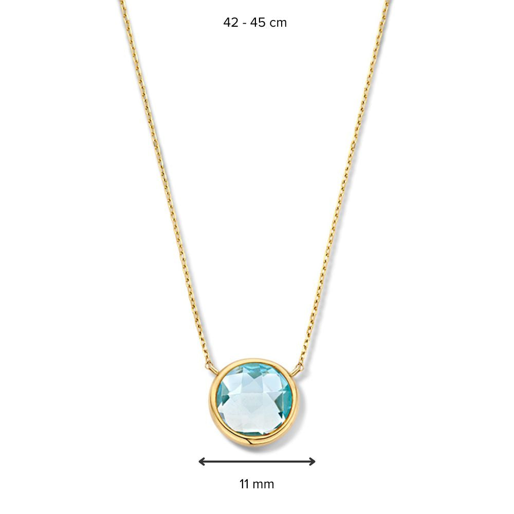 Collar de oro amarillo con colgante de topacio azul facetado | 14 quilates de oro – Van der Kooij