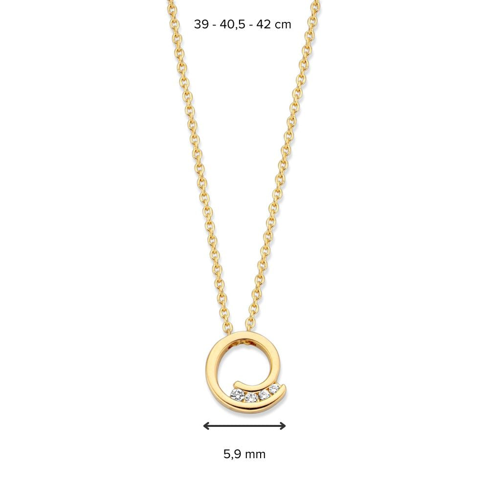 Collar de oro amarillo con colgante de diamantes - joya de lujo de 14 quilates