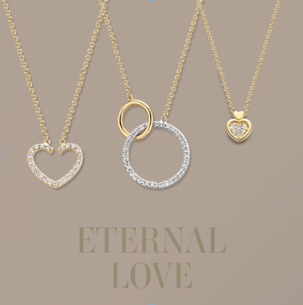 Collar de oro amarillo con colgante de diamantes en forma de corazón - 14 quilates