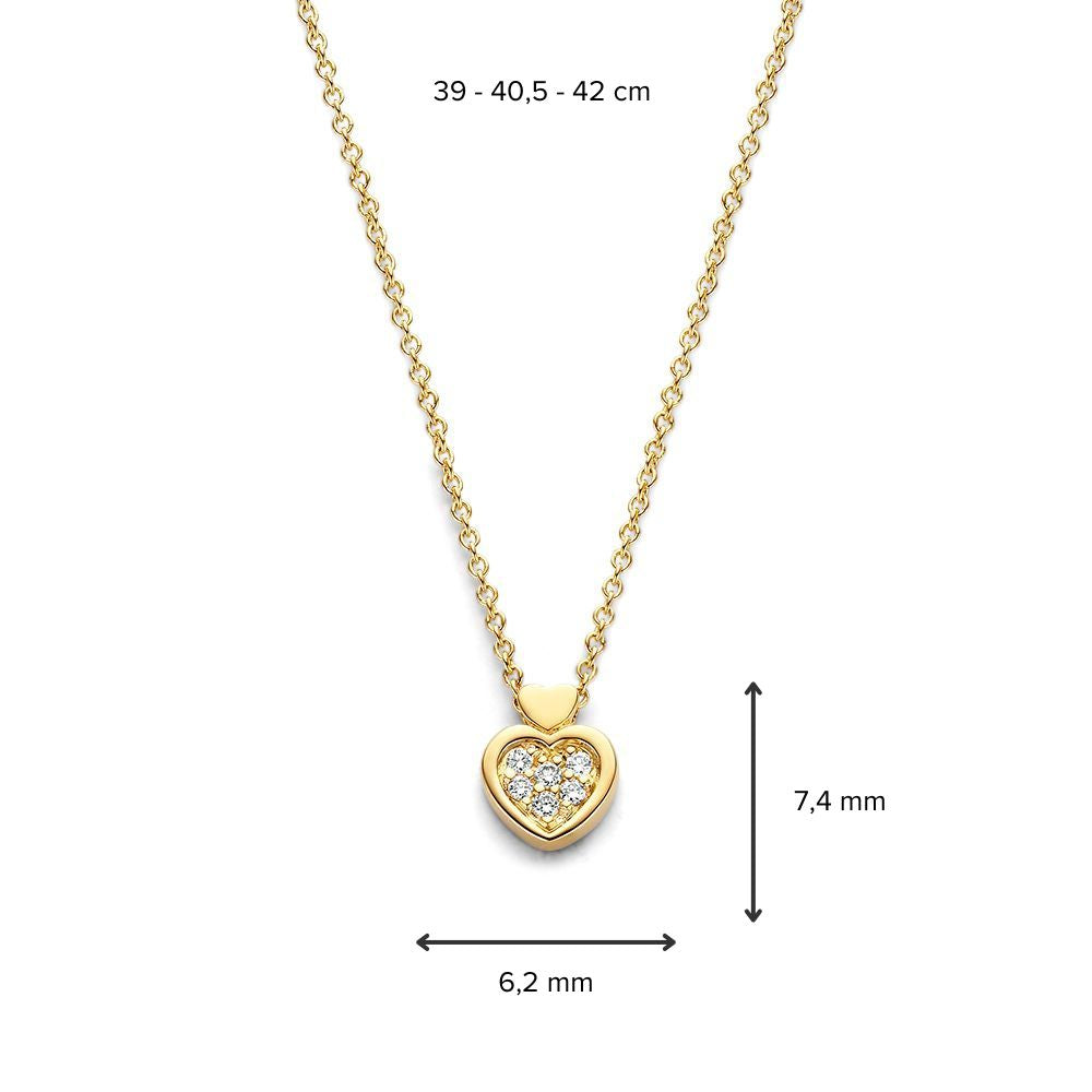 Collar de oro amarillo con colgante de diamantes en forma de corazón - 14 quilates