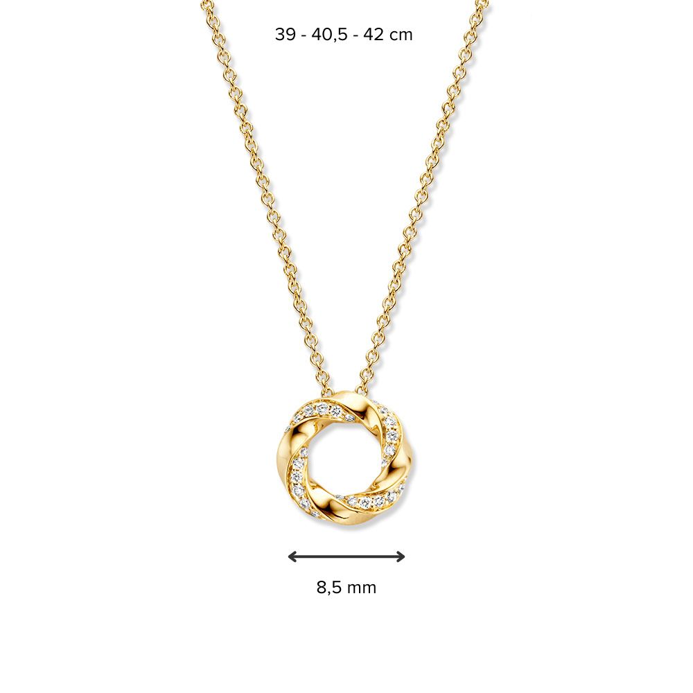 Collar de oro amarillo con colgante de diamantes finos - 14 quilates de elegancia