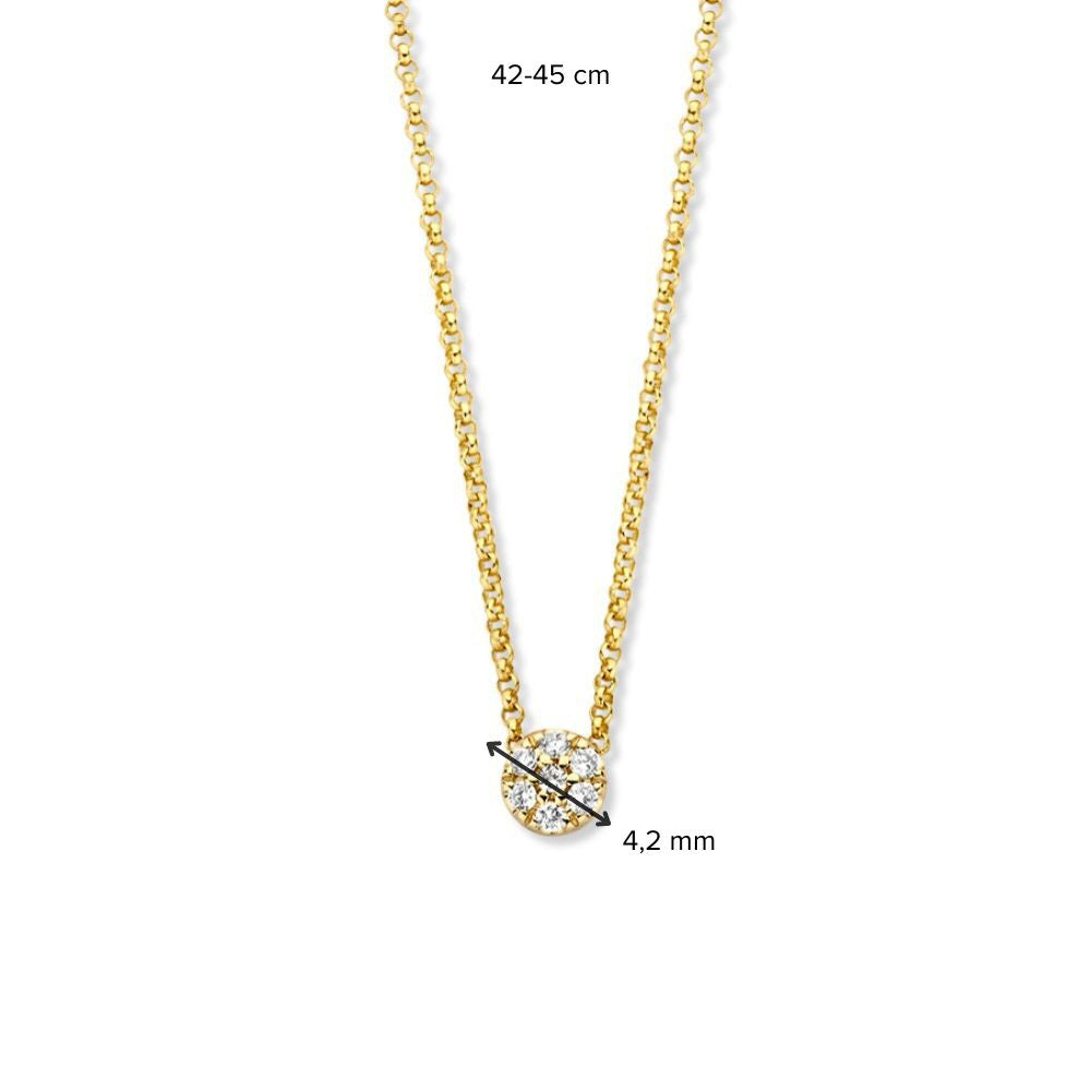 Collar de oro amarillo con elemento fino y diamante, 14 quilates, 0.06 crt, 42-45 cm