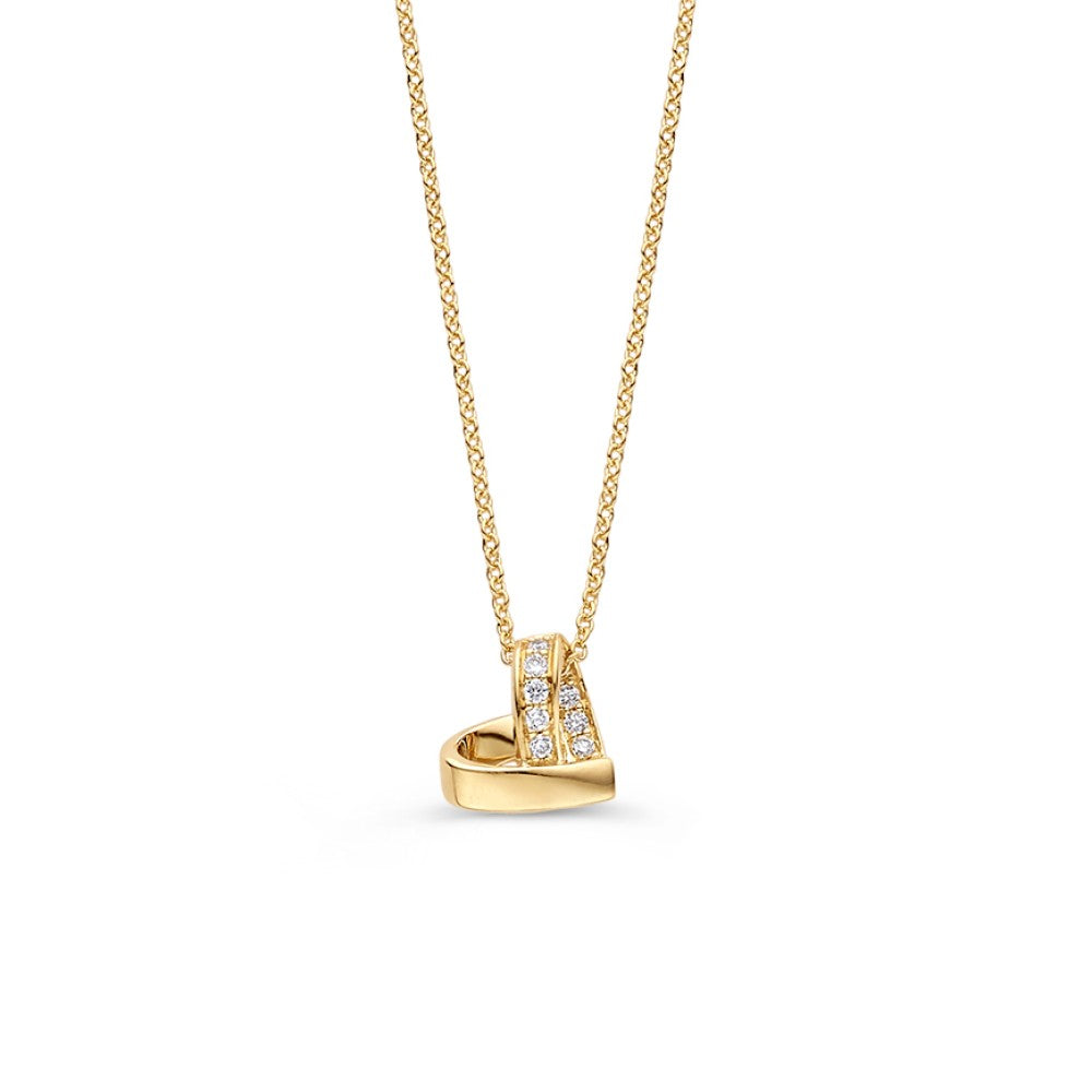 Collar con colgante de corazón en oro amarillo refinado, adornado con diamantes de 0,06 ct.