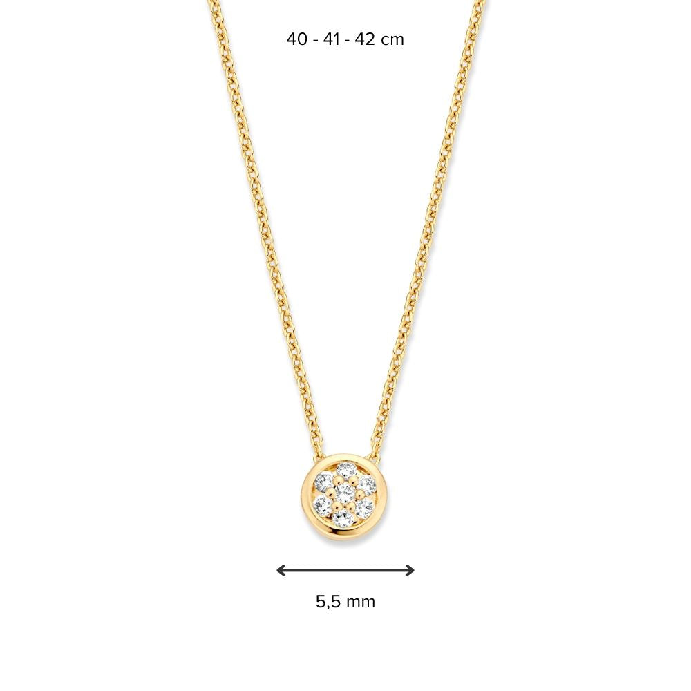Collar de oro amarillo con diamante en engaste pavé - 14 quilates lujo
