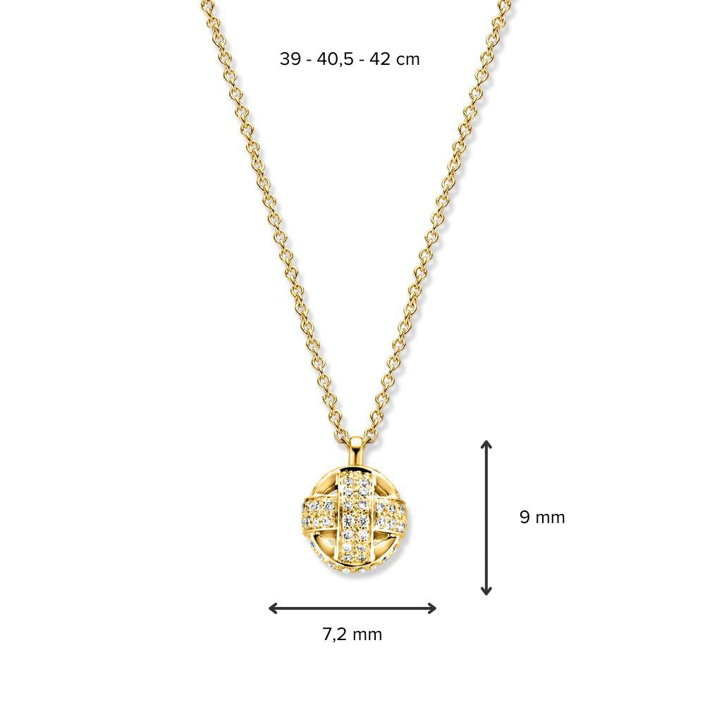 Collar de oro amarillo con nudo de amor y diamante – 14 quilates de oro y 0,23 crt