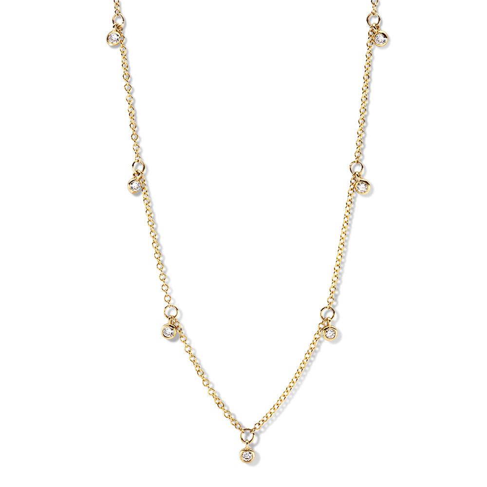 Collar de oro amarillo de 14 quilates con cinco diamantes danzantes de 0,25 crt.