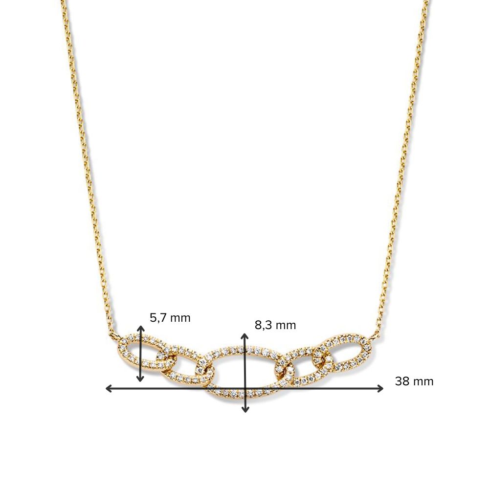 Collar de oro amarillo con cinco eslabones de diamantes – 14 quilates de oro y 0,36 crt