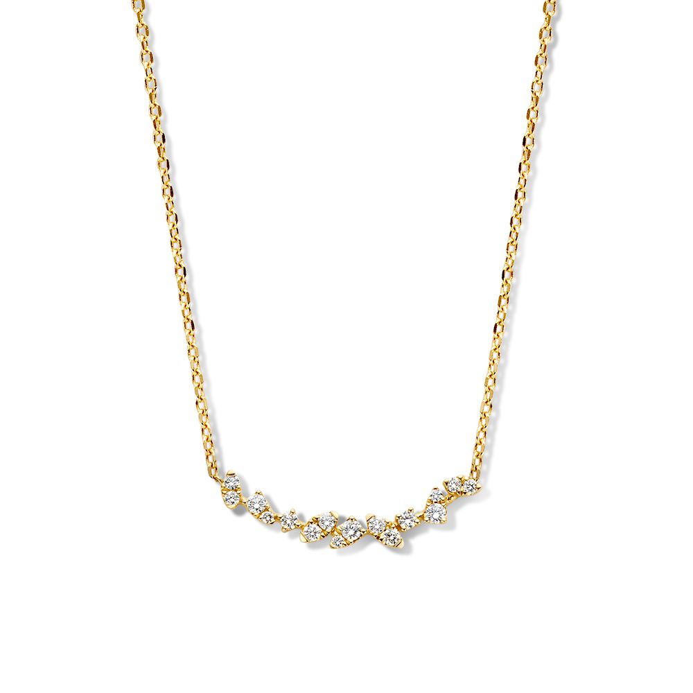 Collar de oro amarillo de 14 quilates con un entrepiezas de diamantes de 0,37 crt.