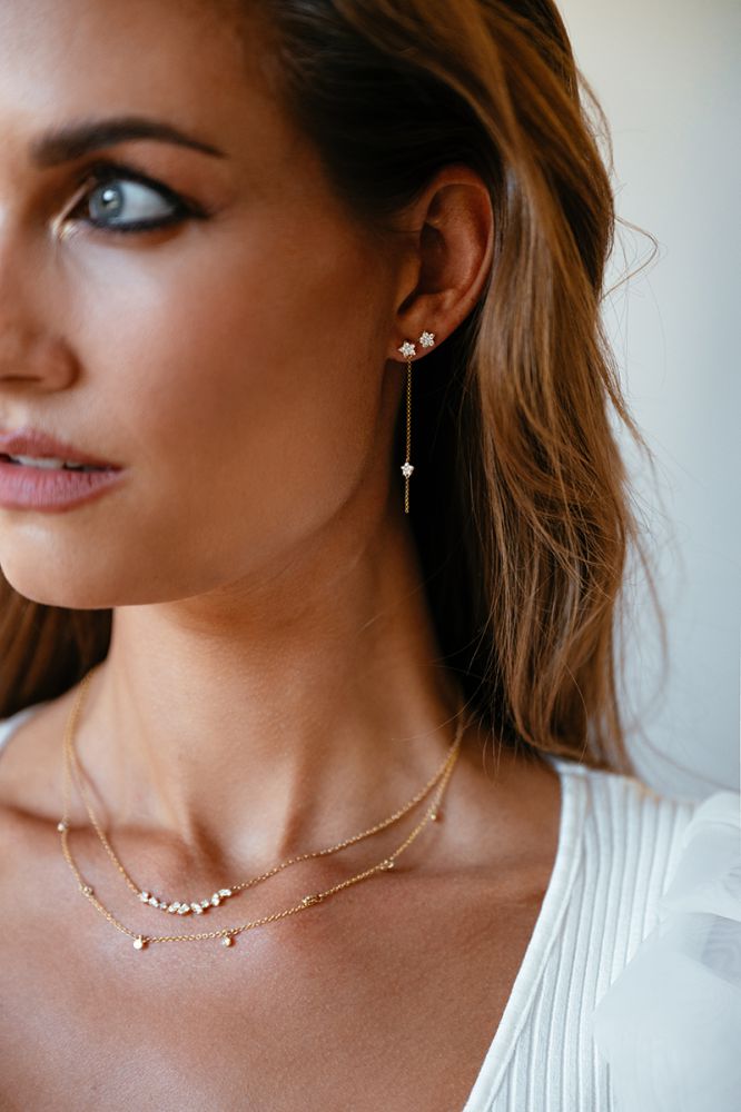 Collar de oro amarillo con separador de diamantes – 14 quilates de oro y 0,37 crt
