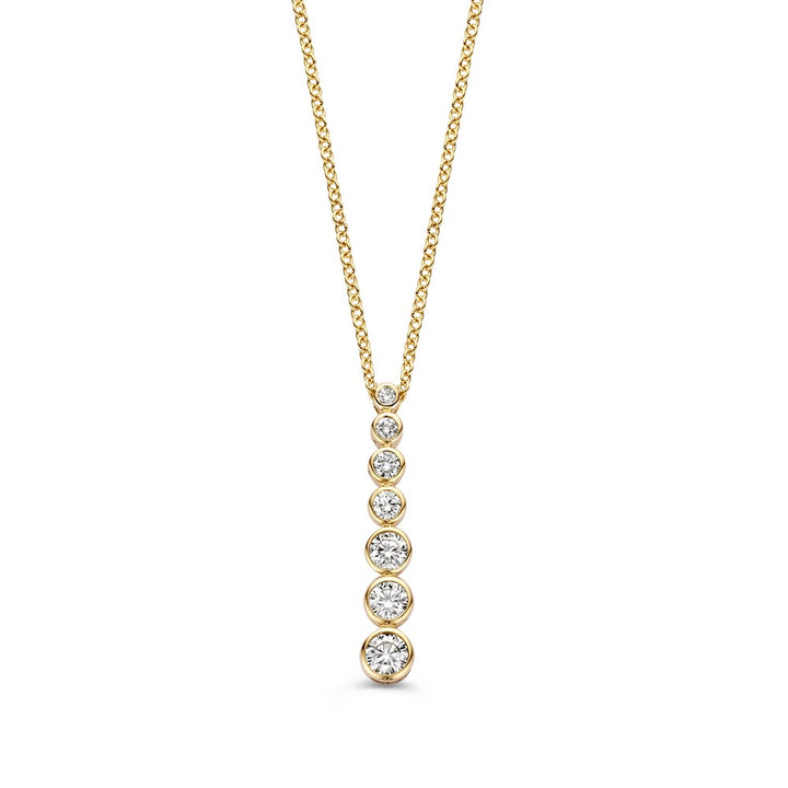 Geelgouden Diamanten Collier met Briljanten in Oplopende Grootte – 14 Karaat Goud & 0,50 crt