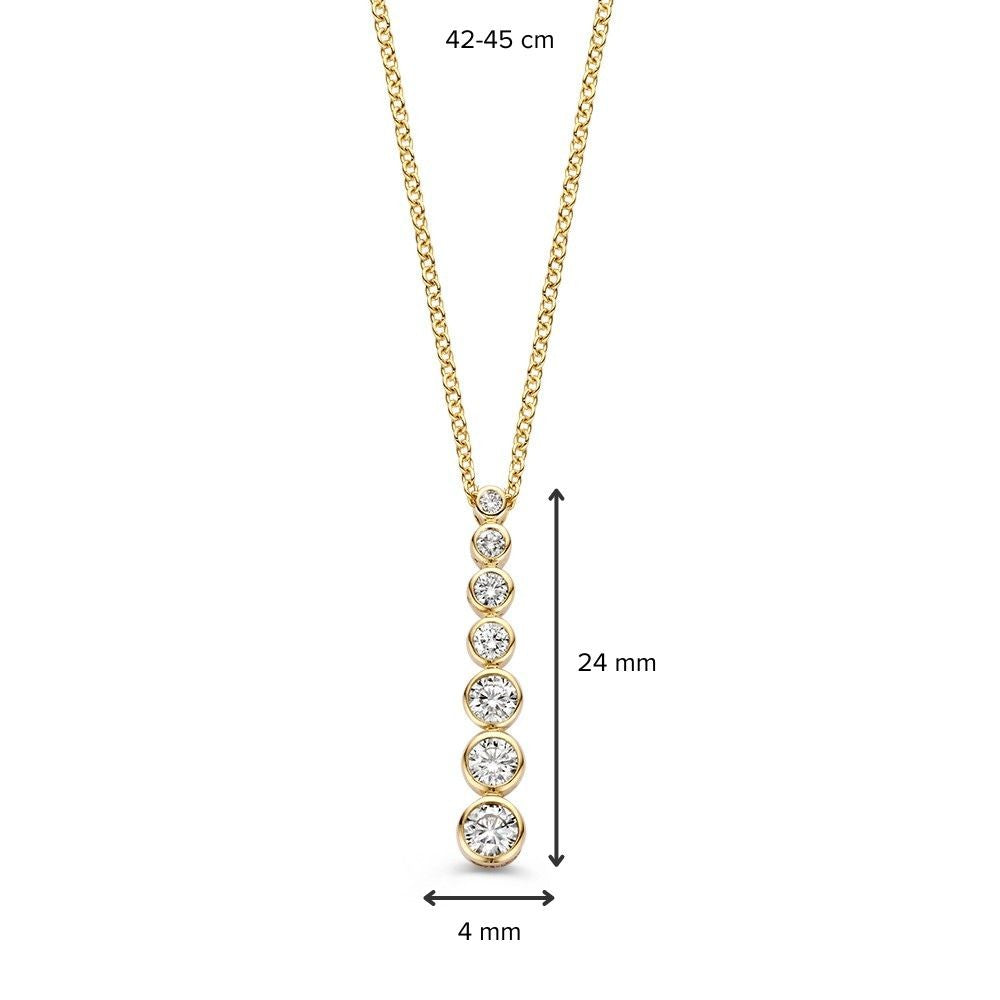 Collar de oro amarillo con diamantes en tamaño ascendente - 14 quilates de oro y 0,50 crt