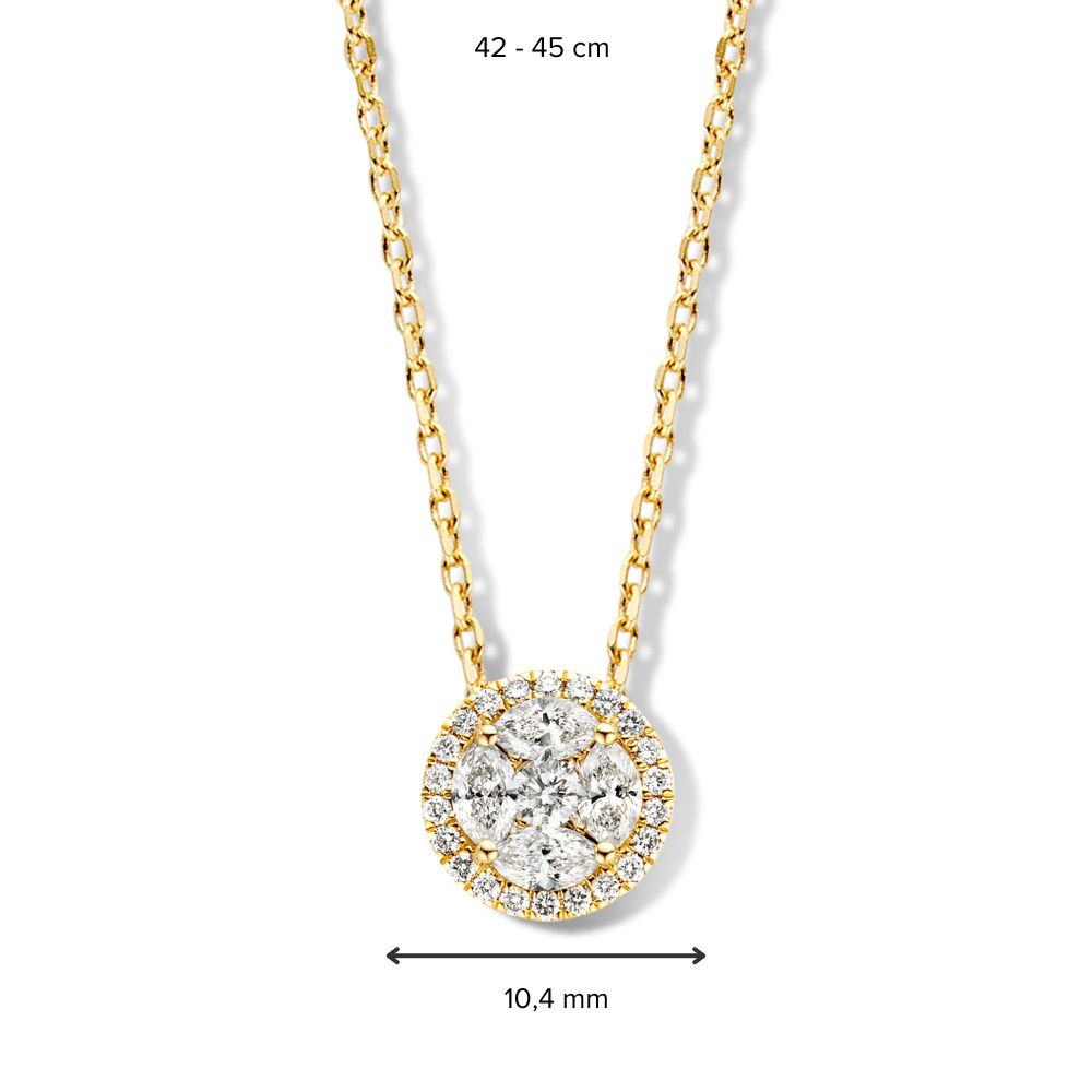 Collar de lujo en oro amarillo con diamantes marquesa y brillante - 14 quilates de oro y 0,79 crt