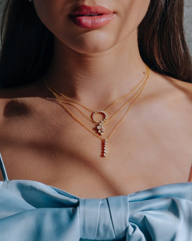 Collar elegante de oro amarillo de 14k con colgante de diamante de 0.81ct de la colección 'Bubbles'