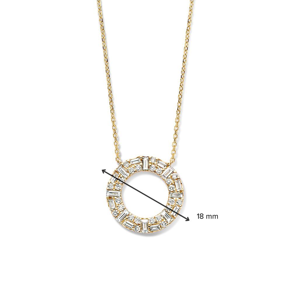Collar de oro amarillo con colgante abierto y diamantes – 14 quilates de oro y 0,98 crt
