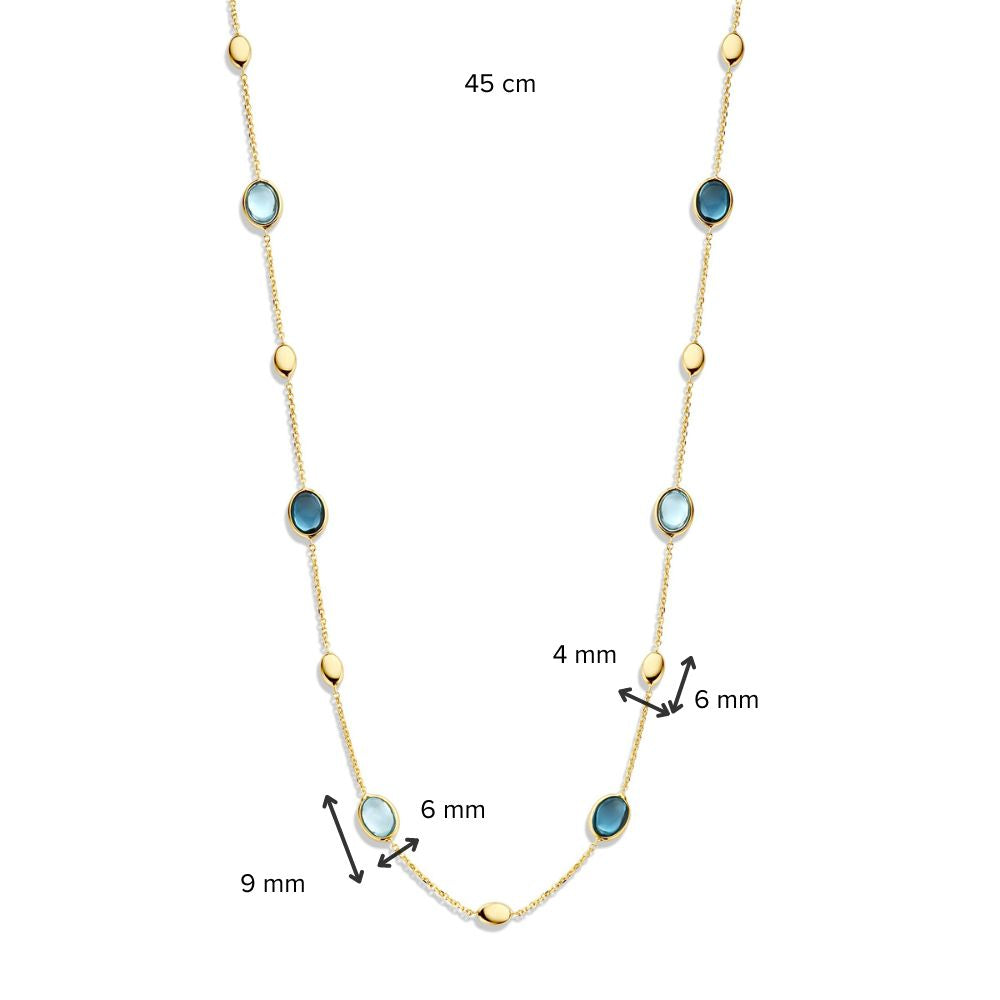 Collar de oro amarillo con topacio y topacio London Blue – 14 quilates de oro
