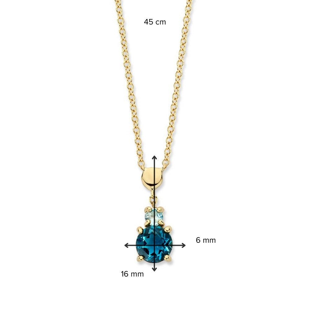Collar de oro amarillo con topacio y topacio London Blue – 14 quilates de oro