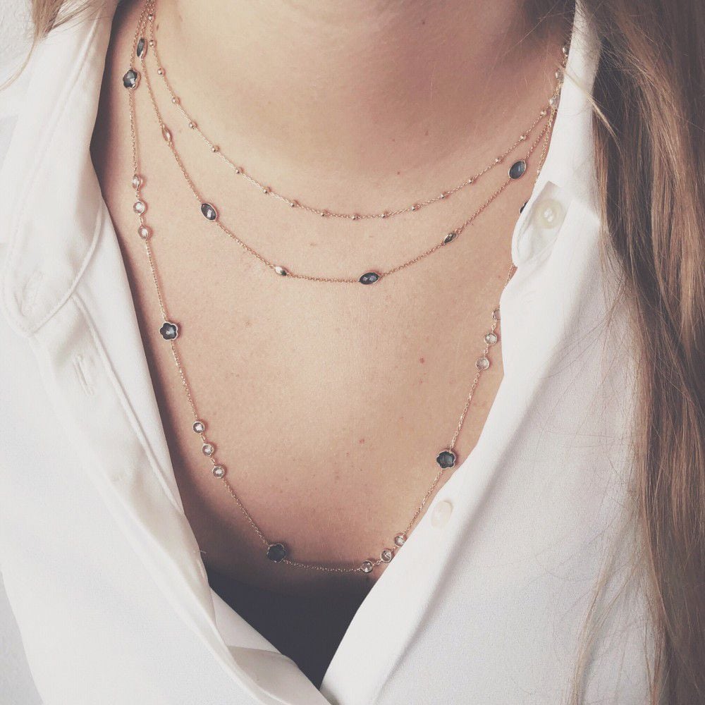 Collar de oro amarillo de 14 quilates con topacio azul - 45 cm de longitud - Envío gratis