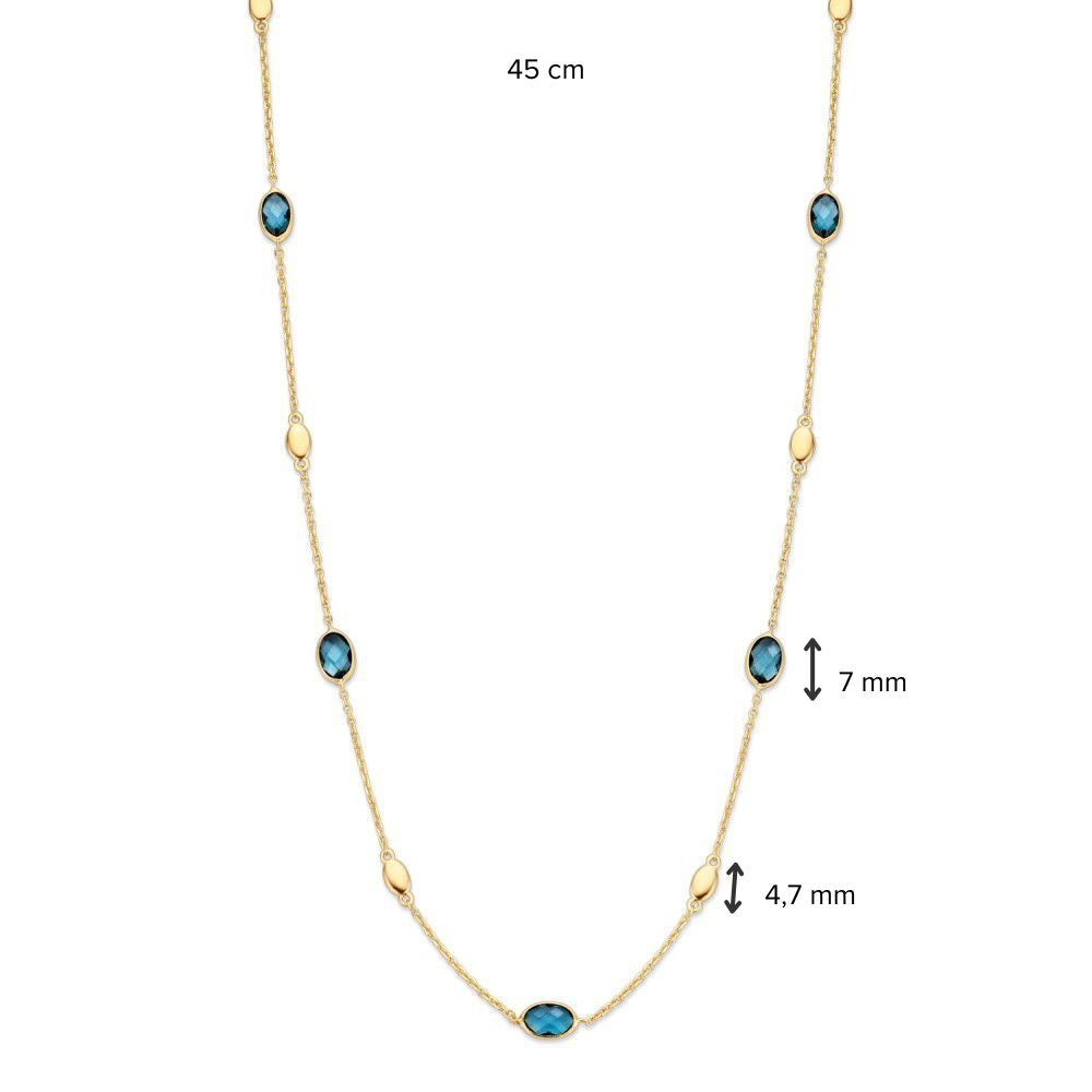 Collar de oro amarillo de 14 quilates con topacio azul - 45 cm de longitud - Envío gratis