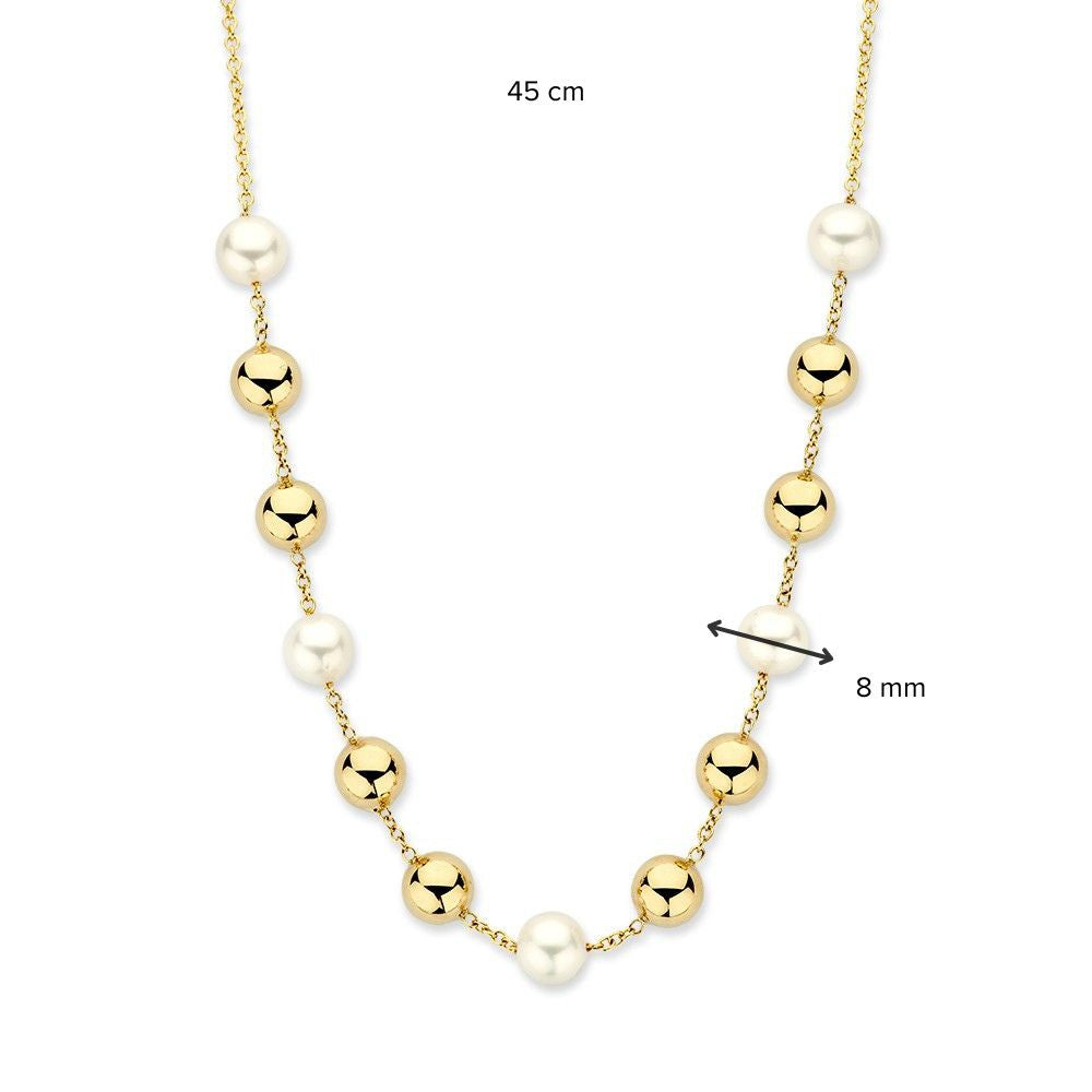 Collar de oro amarillo con perlas y elementos de oro – 14 quilates de oro