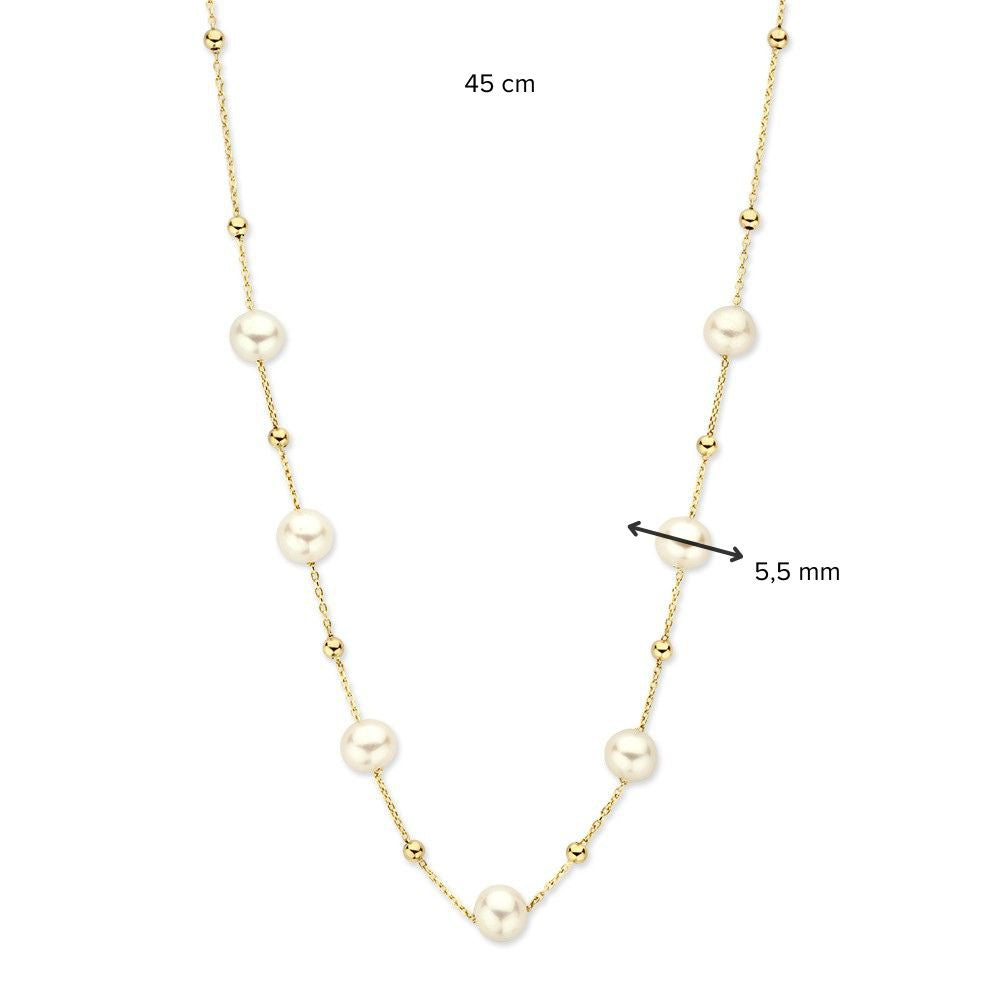 Collar de oro amarillo con perlas – 14 quilates de oro – Atemporal y elegante