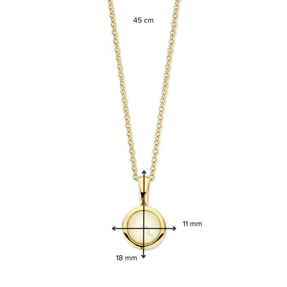 Collar de oro amarillo con eslabones de ancla y colgante de nácar tallado en cabujón - 14 quilates