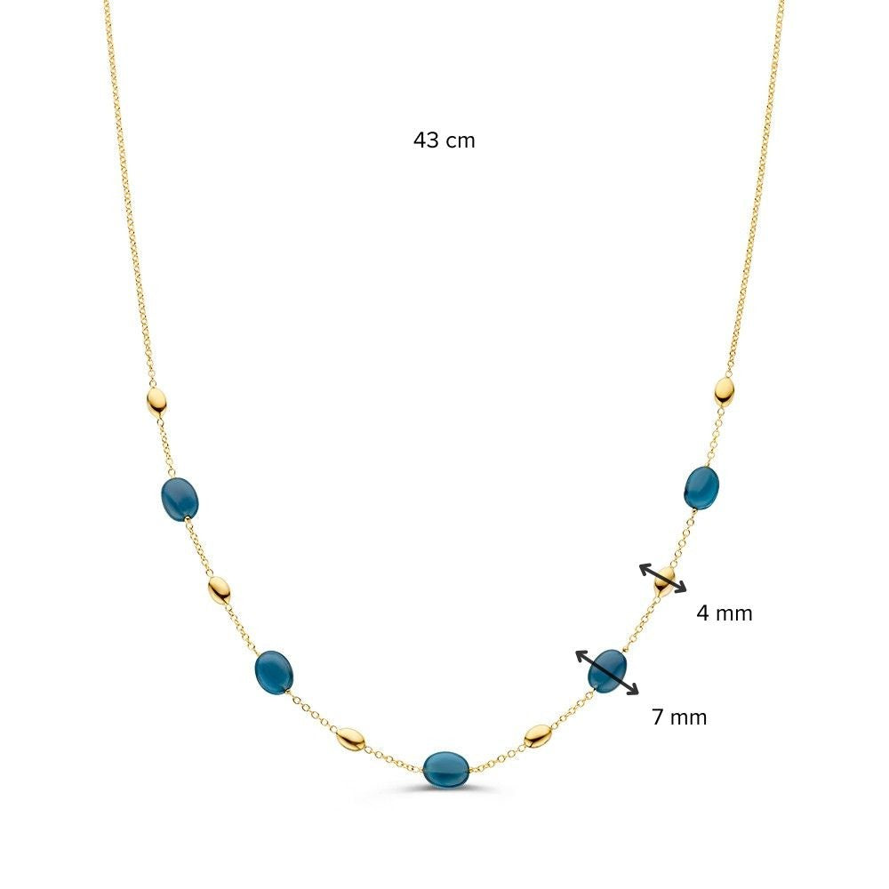 Collar de oro amarillo de 14K con topacio azul - Joya elegante de mujer