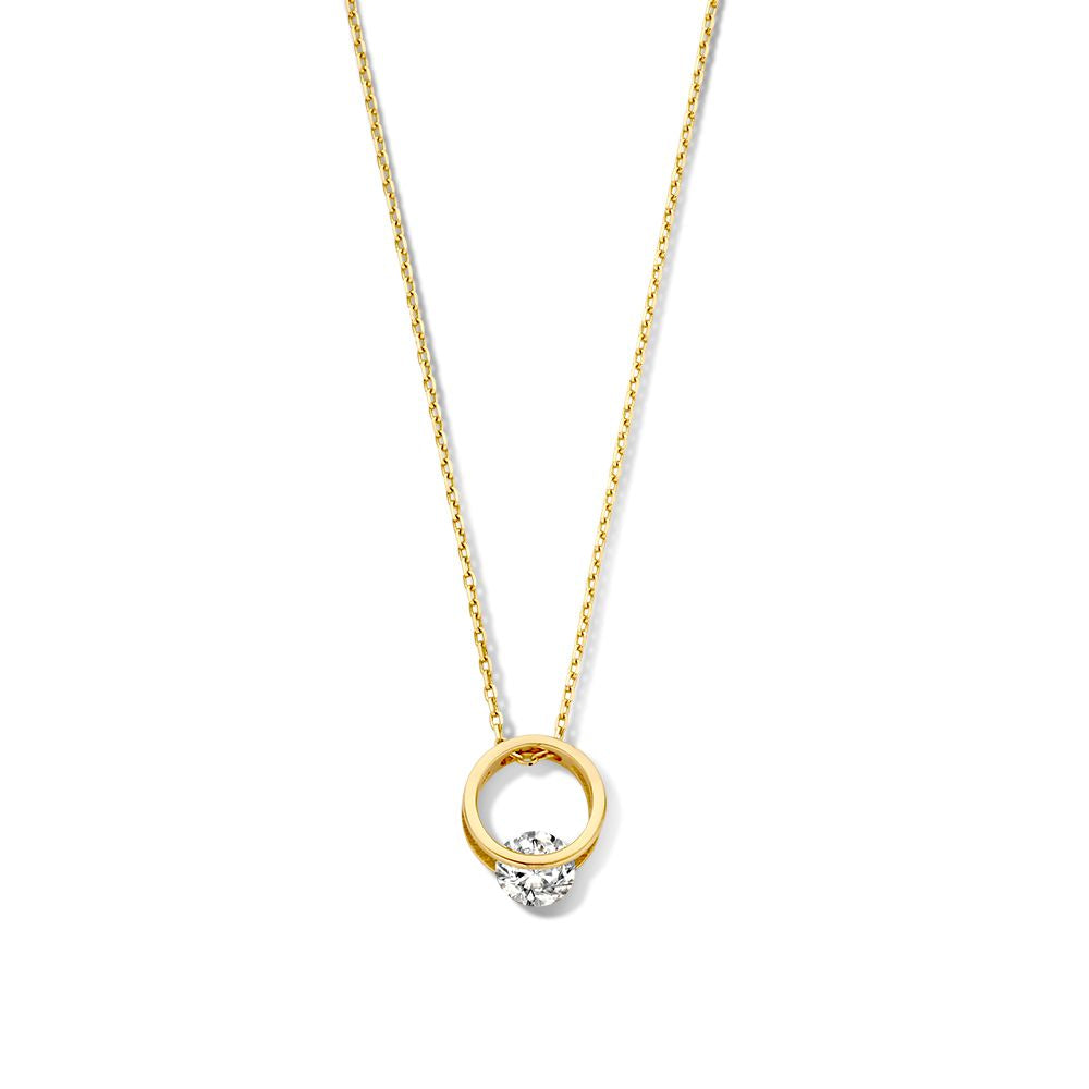 Cadena de oro amarillo con colgante juguetón y circonitas.