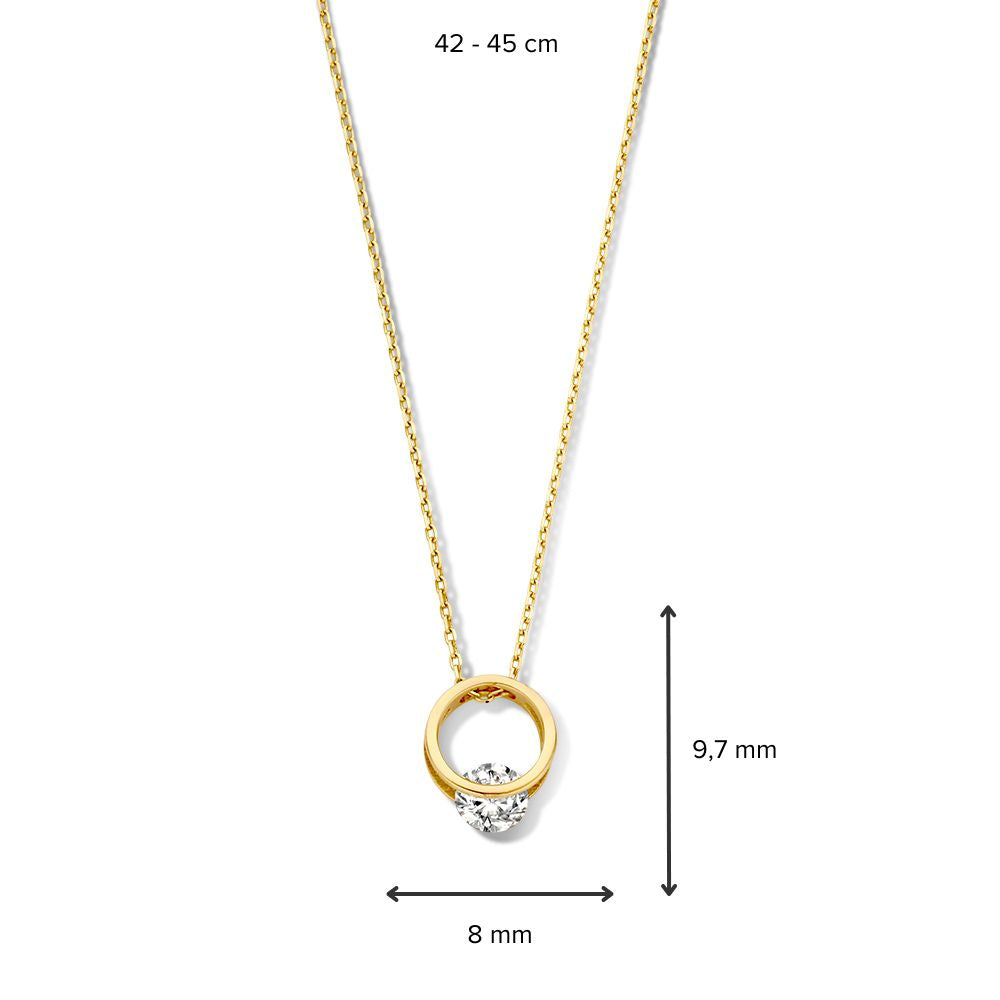 Collar de oro amarillo con colgante juguetón y circonitas - 14 quilates de oro - Van der Kooij