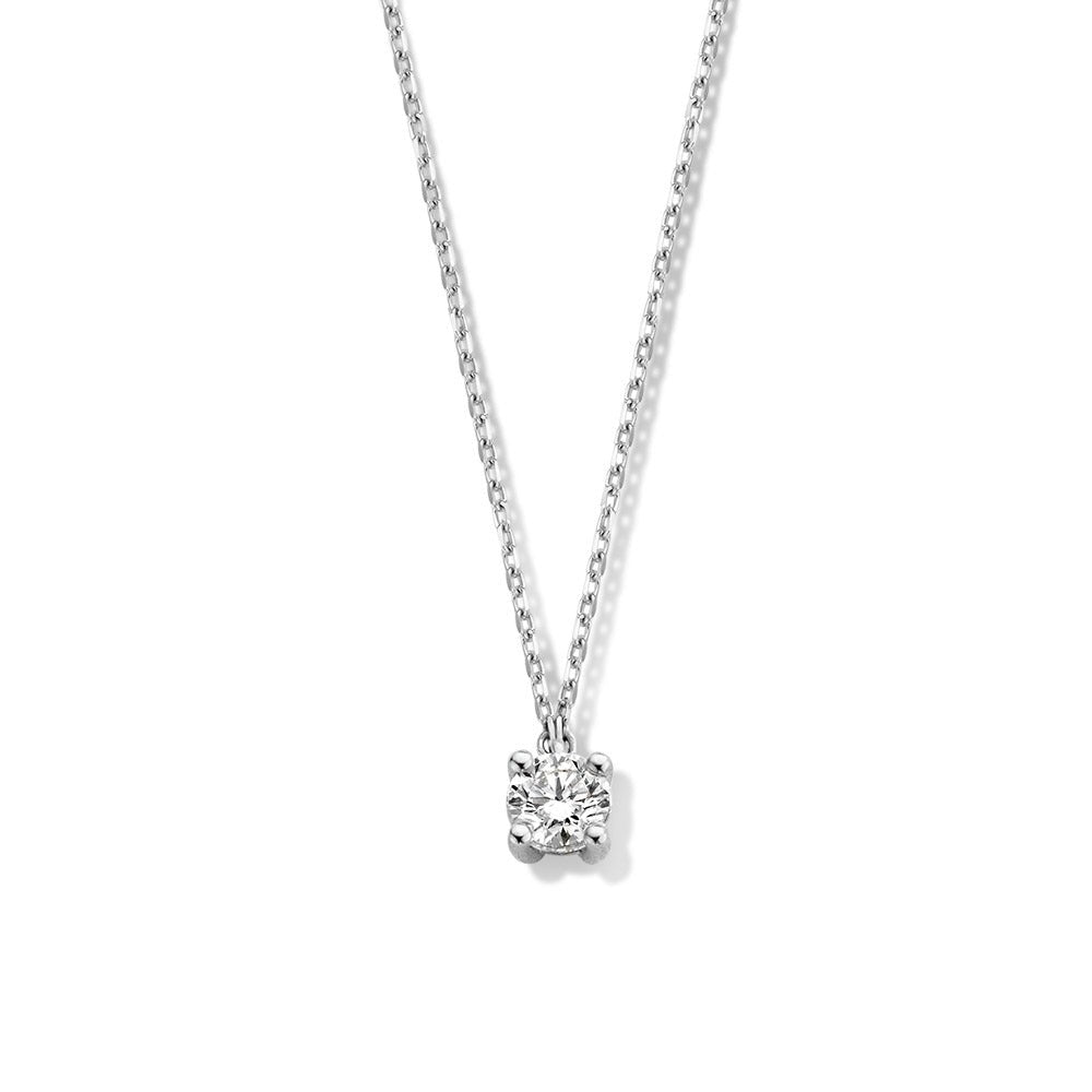 Collar de oro blanco con un colgante cuadrado de diamante de 0,50 quilates.