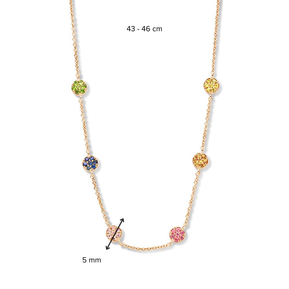 Collar de oro rosa con zafiros multicolores – Van der Kooij Luxe Sieraad