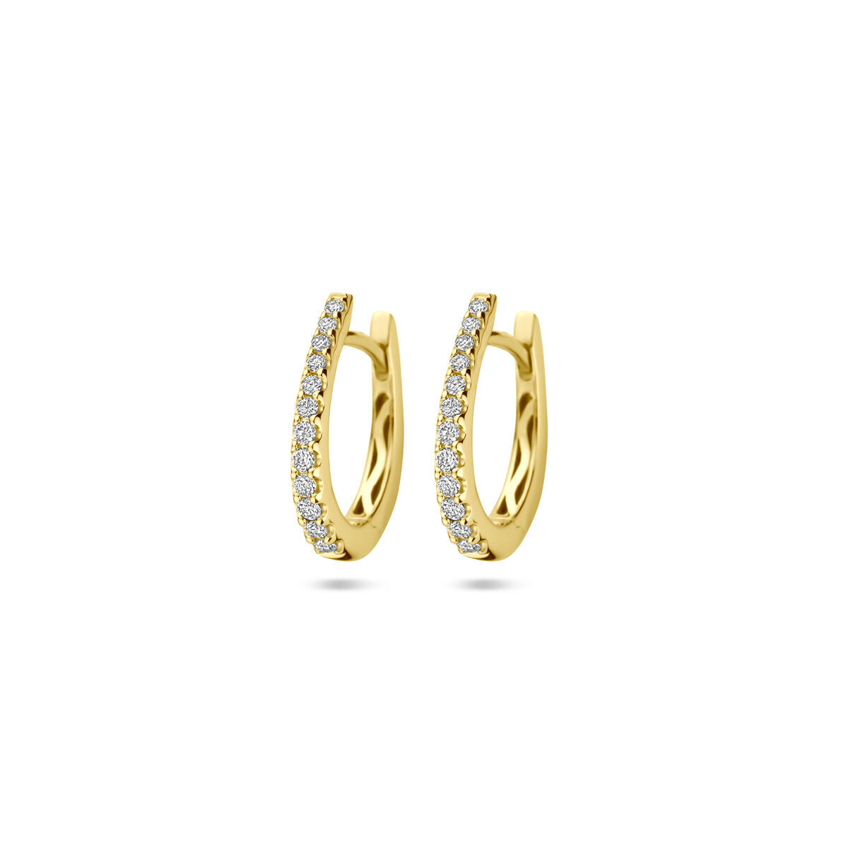 Pendientes de aro de oro amarillo de 14K con diamantes H SI de 2,5 mm.