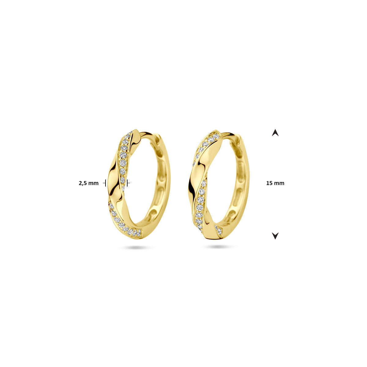 aros de diamante 0.20ct (2x 0.10ct) h si 15 mm 14K oro amarillo