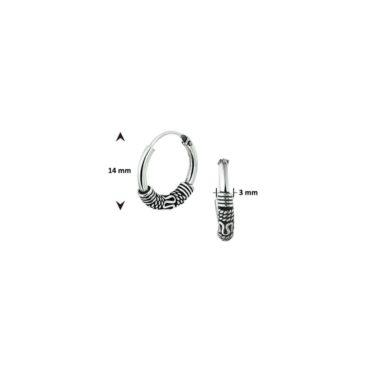 aros oxi bali 3,0 mm plata oxidada