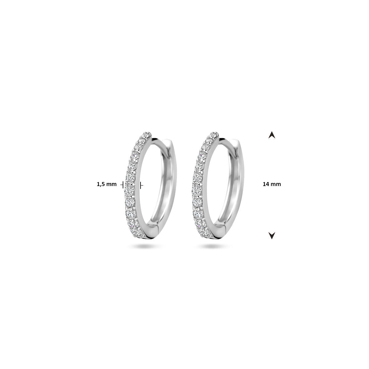 aros de circonita 14 mm plata rodiada