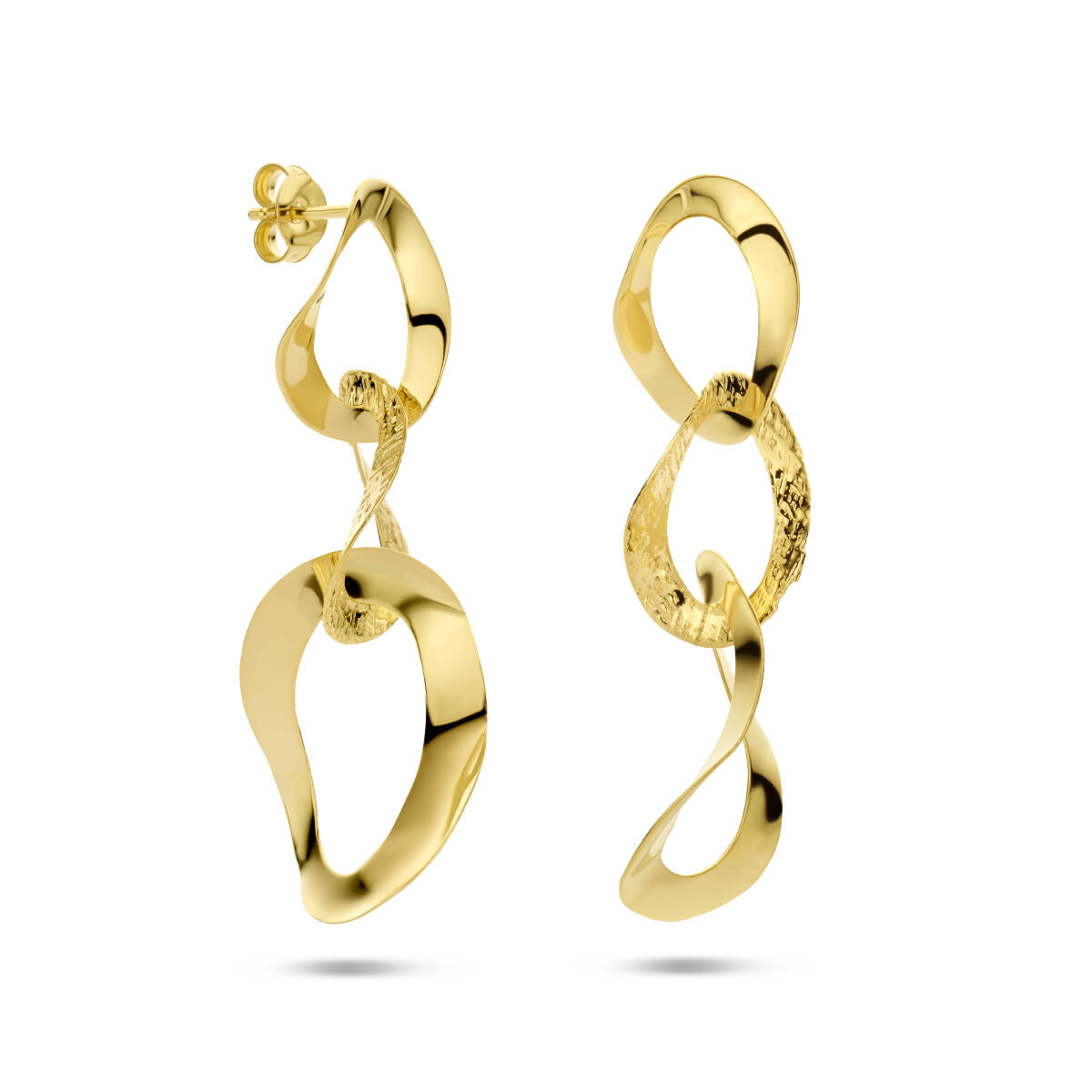 pendientes ovalados poli/mate 1 micrón plata chapado en oro amarillo