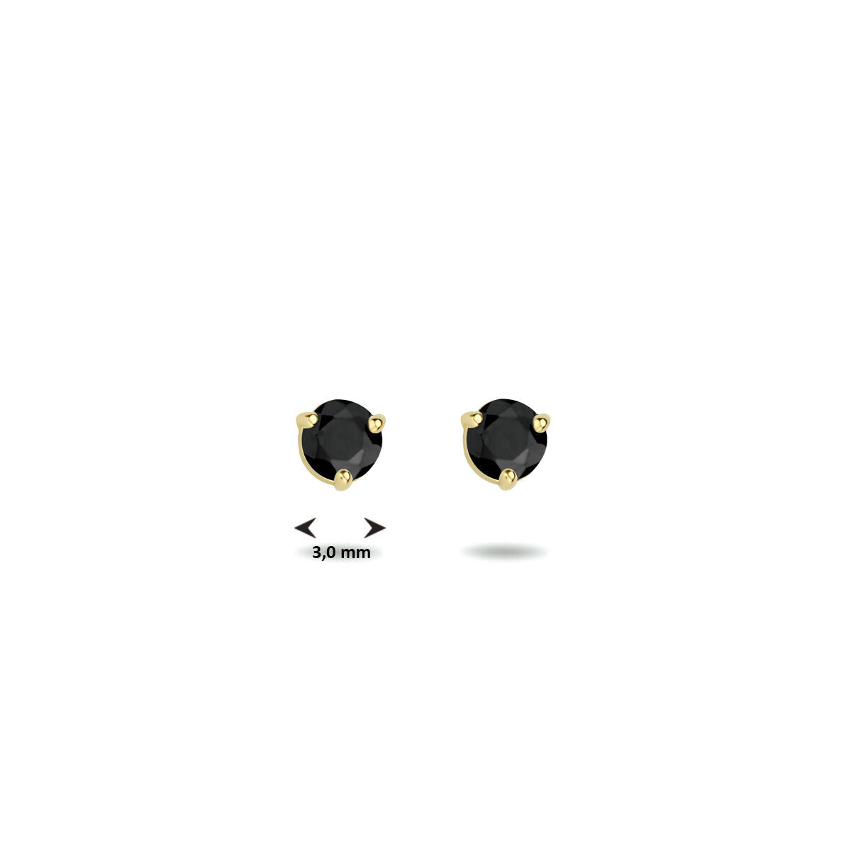 pendientes de botón de zirconia negra en oro amarillo de 14K