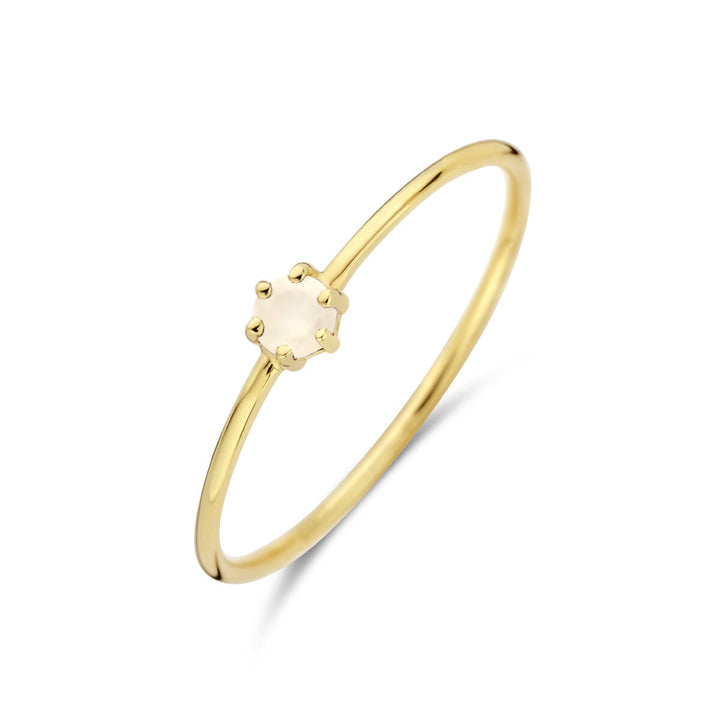 ring met geboortesteen maansteen juni 14K geelgoud