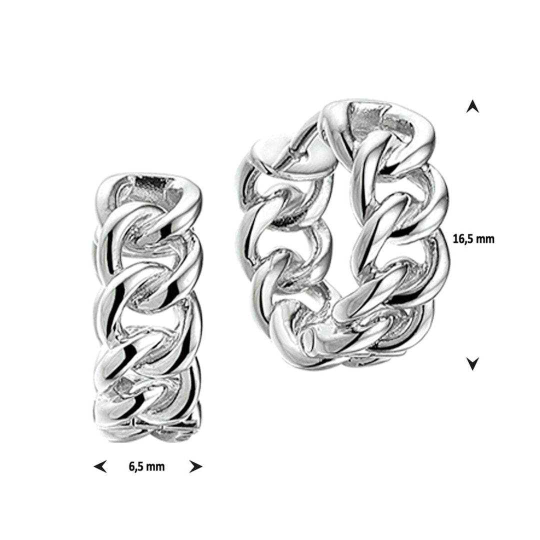 klapoorringen gourmet 16,5 x 6,5 mm zilver gerhodineerd