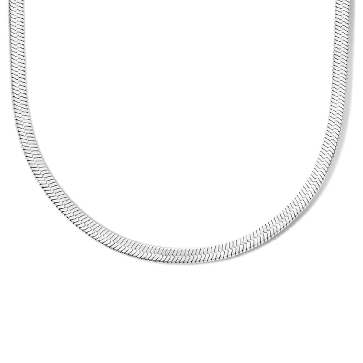Collar de acero inoxidable con diseño plano de 4,2 mm y longitud ajustable de 42 + 4 cm.