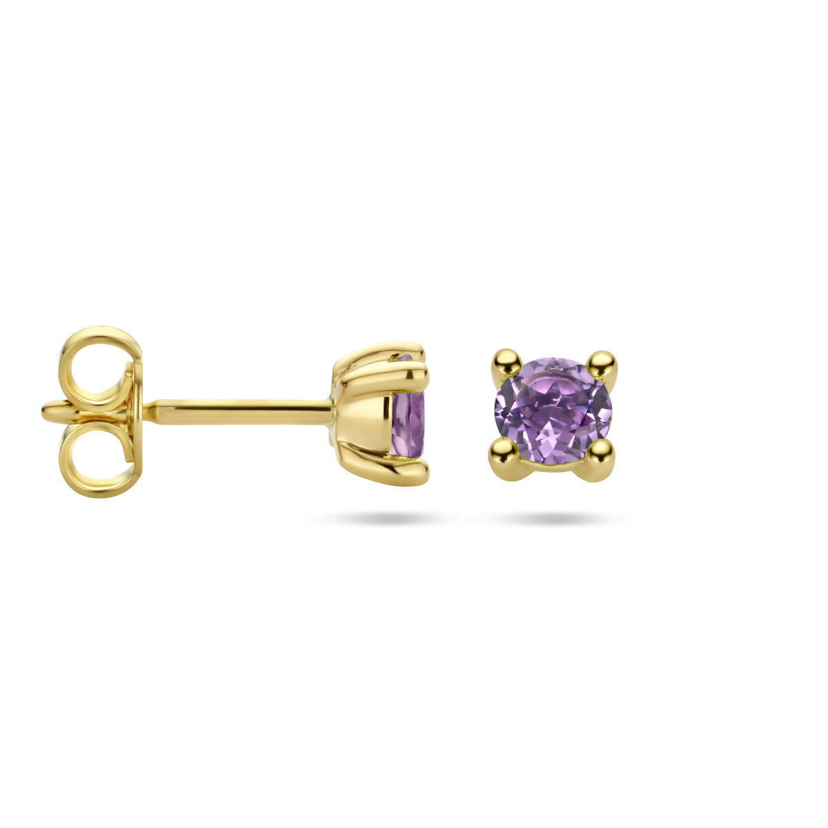 pendientes de botón amatista 14K oro amarillo