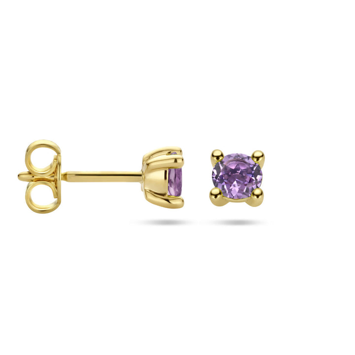 oorknoppen amethist 14K geelgoud