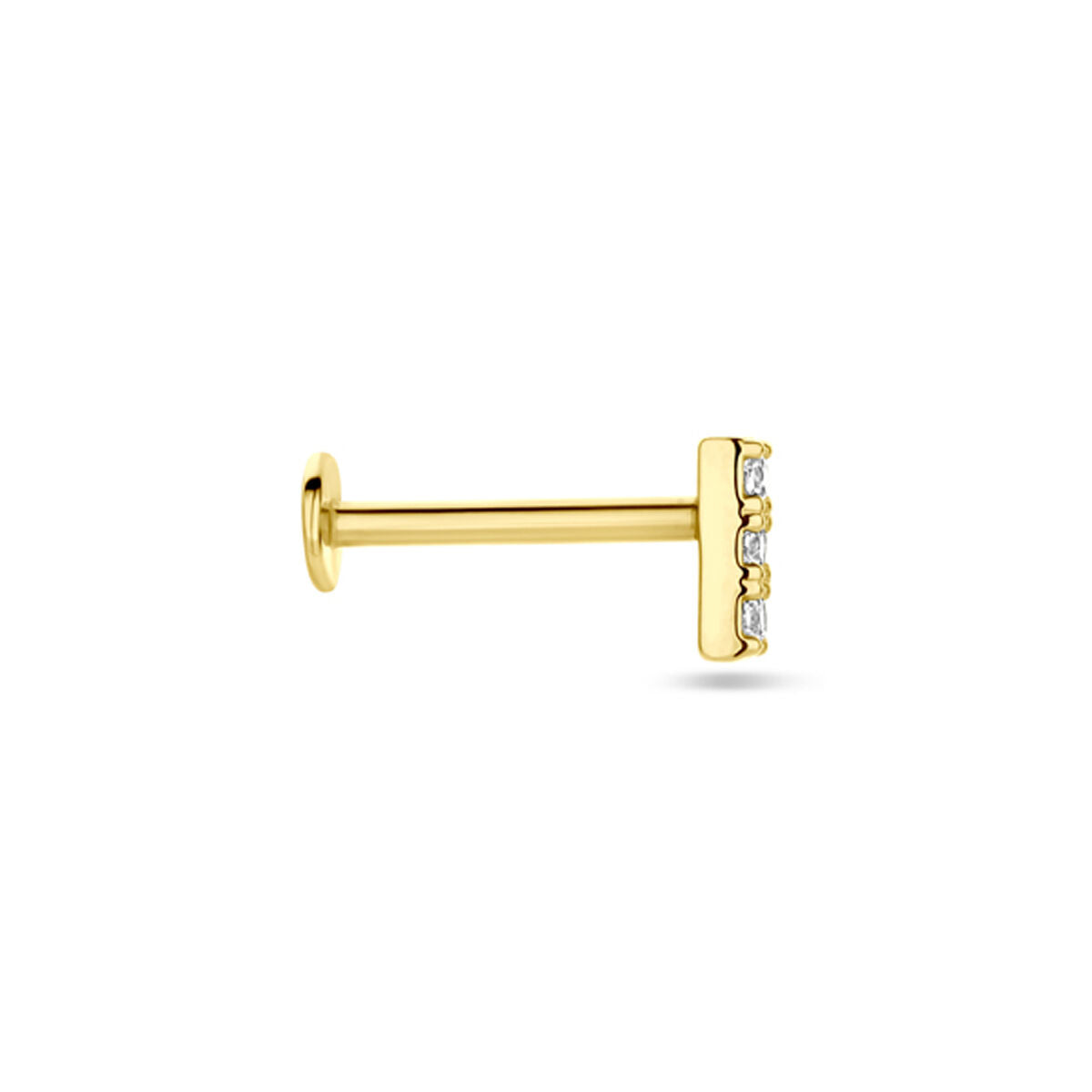 piercing de fondo plano circonita 5 mm 14K oro amarillo
