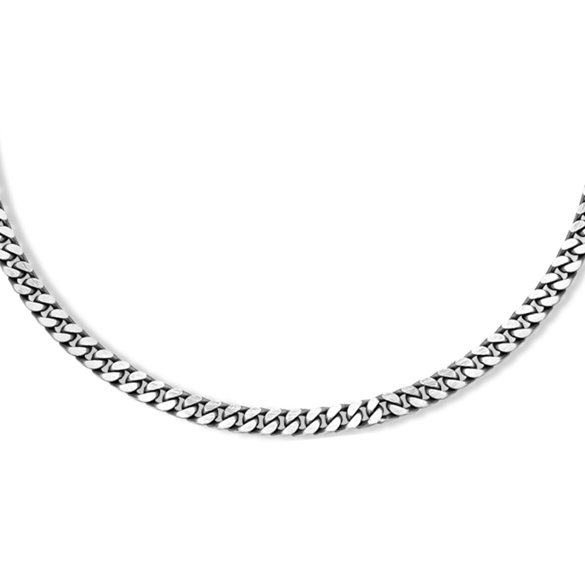 Cadena de hombre de plata con eslabones oxidados, 6 lados pulidos, 4,6 mm de grosor.
