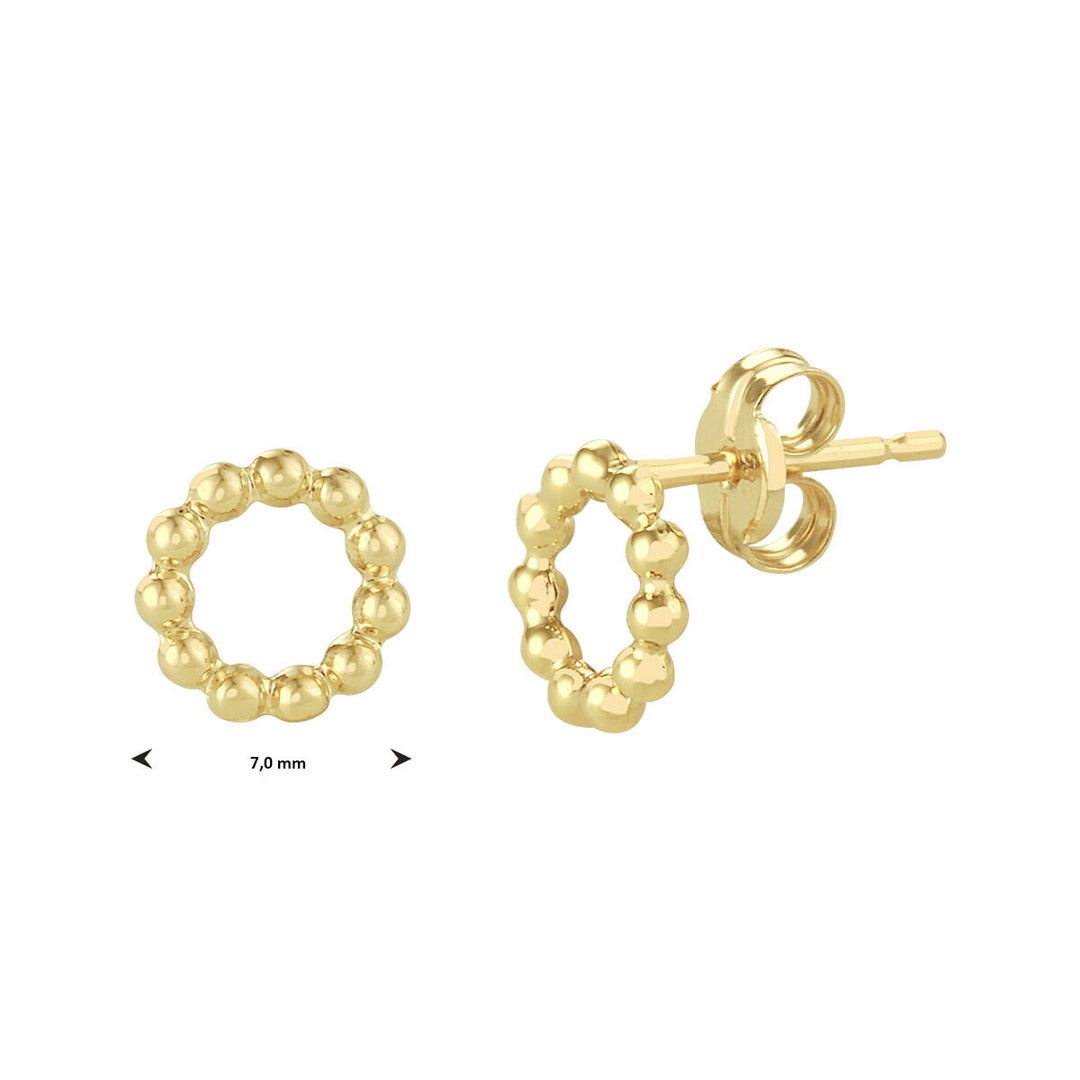 oorknoppen rondje bolletjes 14K geelgoud