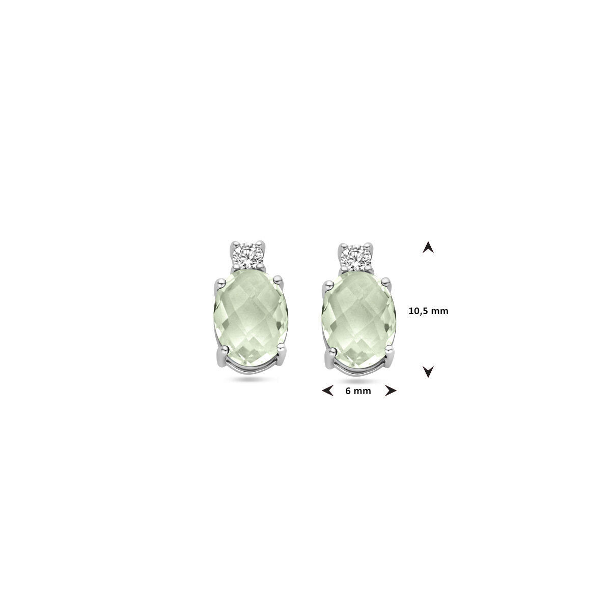 pendientes de botón verde amatista circonita 10,5 mm plata rodiado