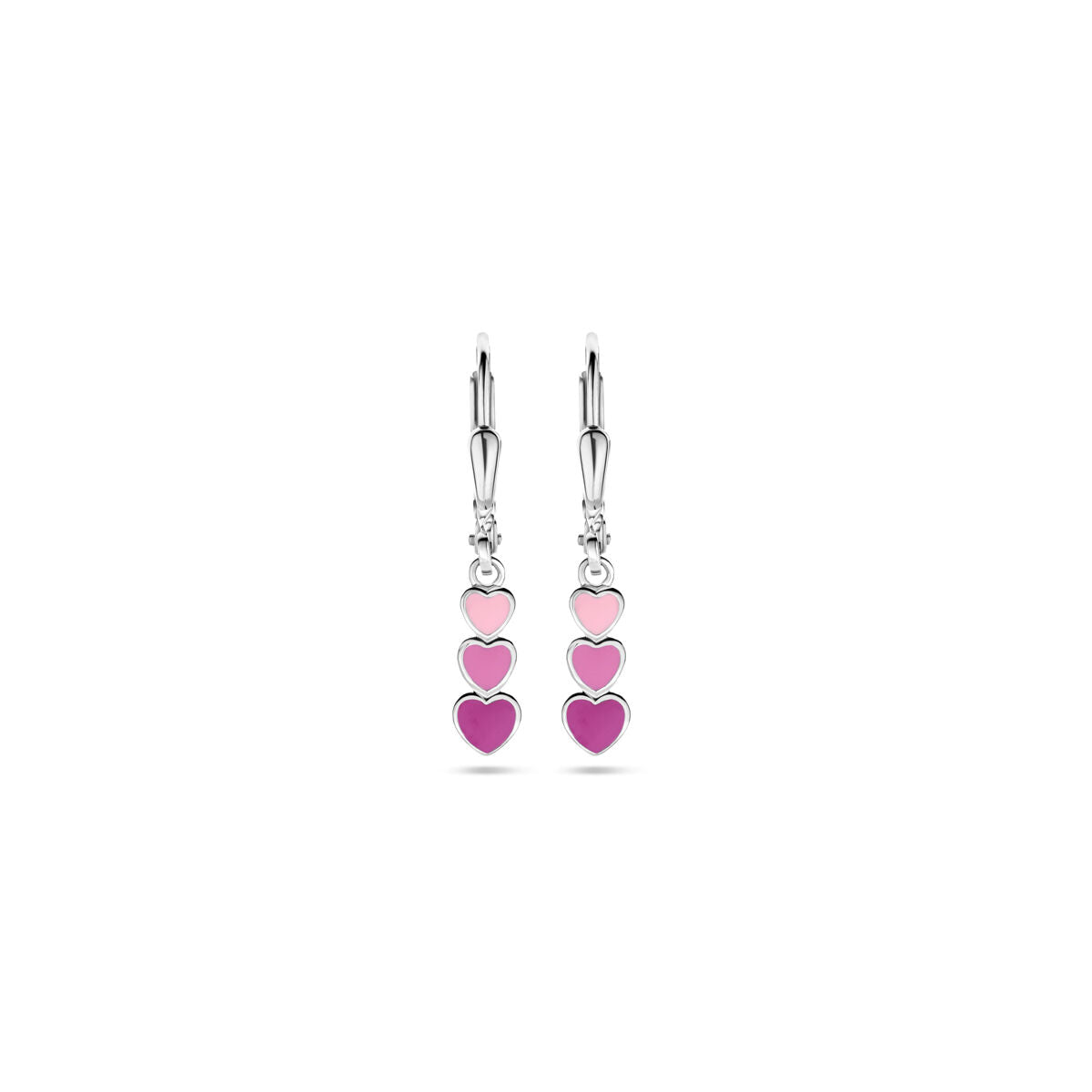 pendientes de corazón de esmalte con gancho brisur 25 mm plata rodiada