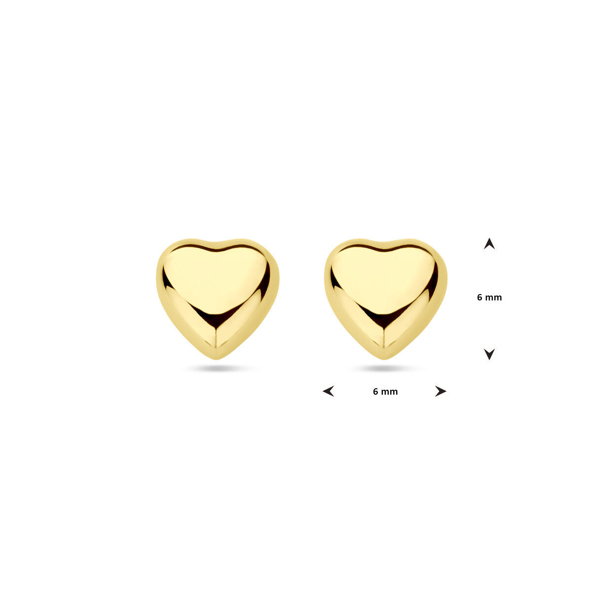 pendientes de botón corazón 14K oro amarillo