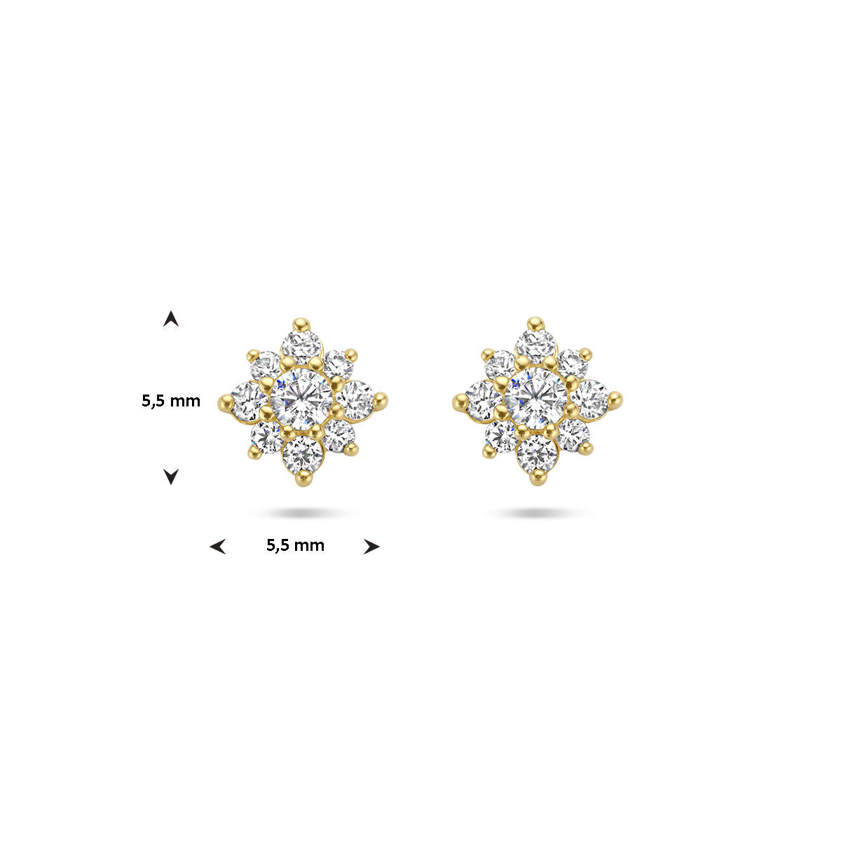 pendientes de botón zircón roseta 14K oro amarillo