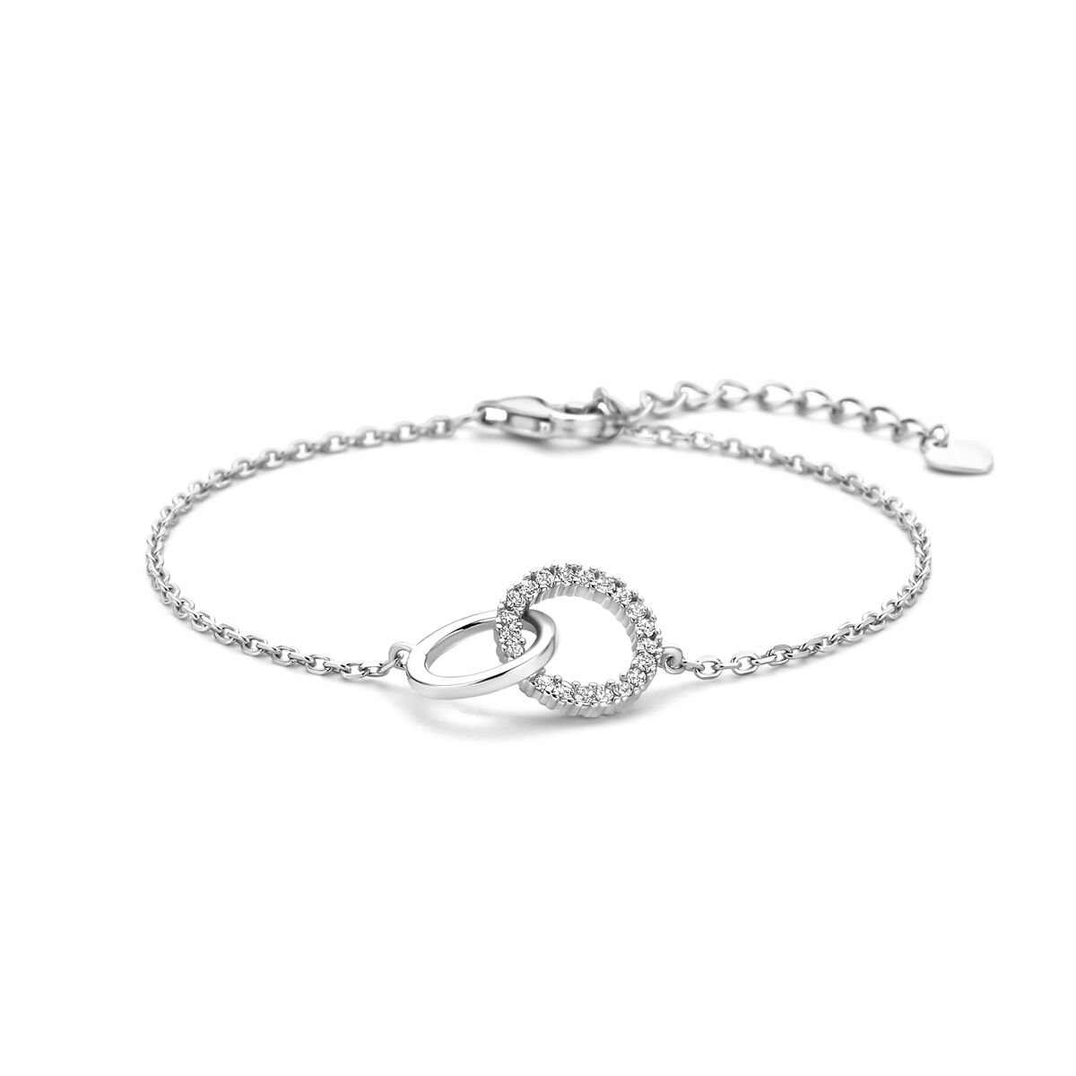 Pulsera de mujer de plata rodiada 925 con zirconias, diseño delicado y cierre de langosta.