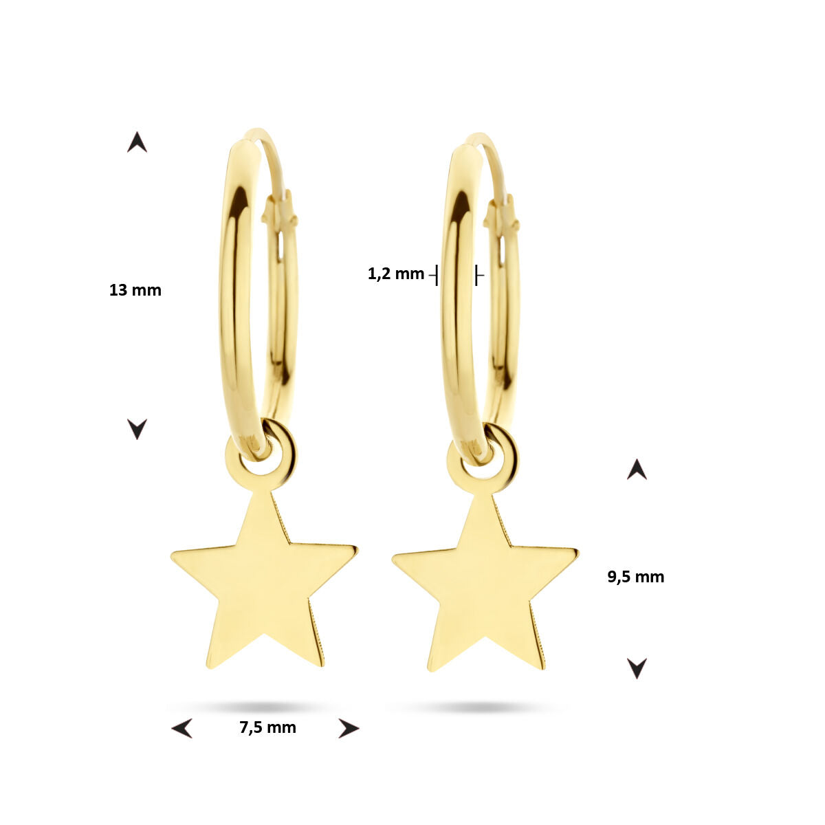 aros estrella 14K oro amarillo